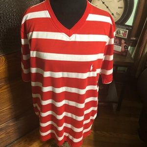 Men’s red and white Polo shirt